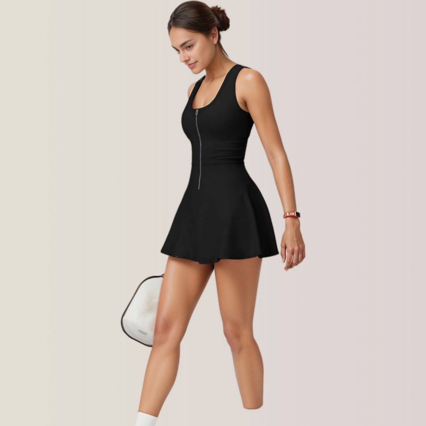 Anna-Kaci Active Women's Activewear Romper with Skirt Overlay and Built-In Shorts Design