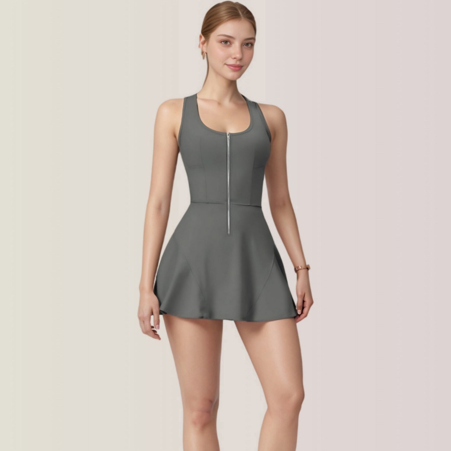 Anna-Kaci Active Women's Activewear Romper with Skirt Overlay and Built-In Shorts Design