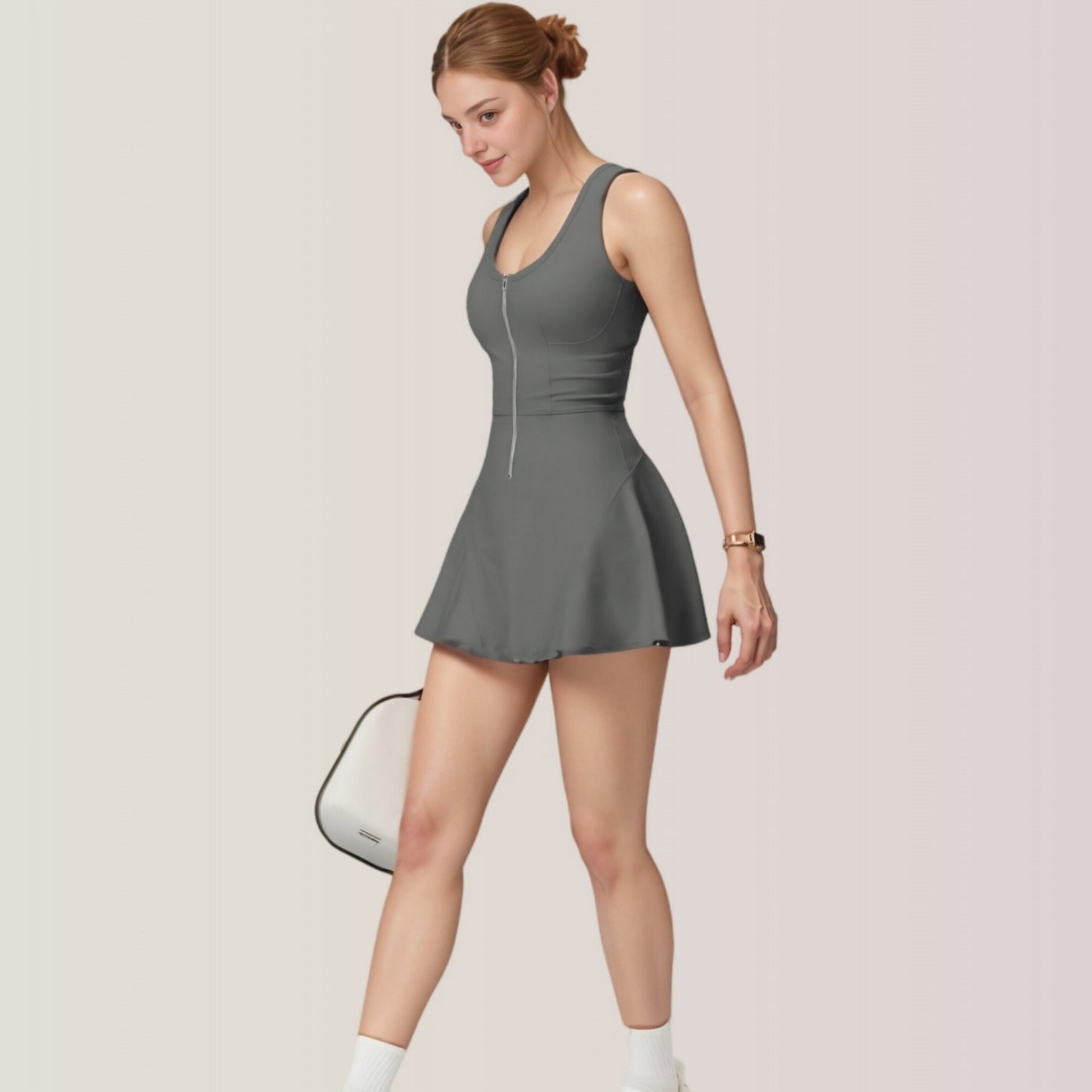 Anna-Kaci Active Women's Activewear Romper with Skirt Overlay and Built-In Shorts Design