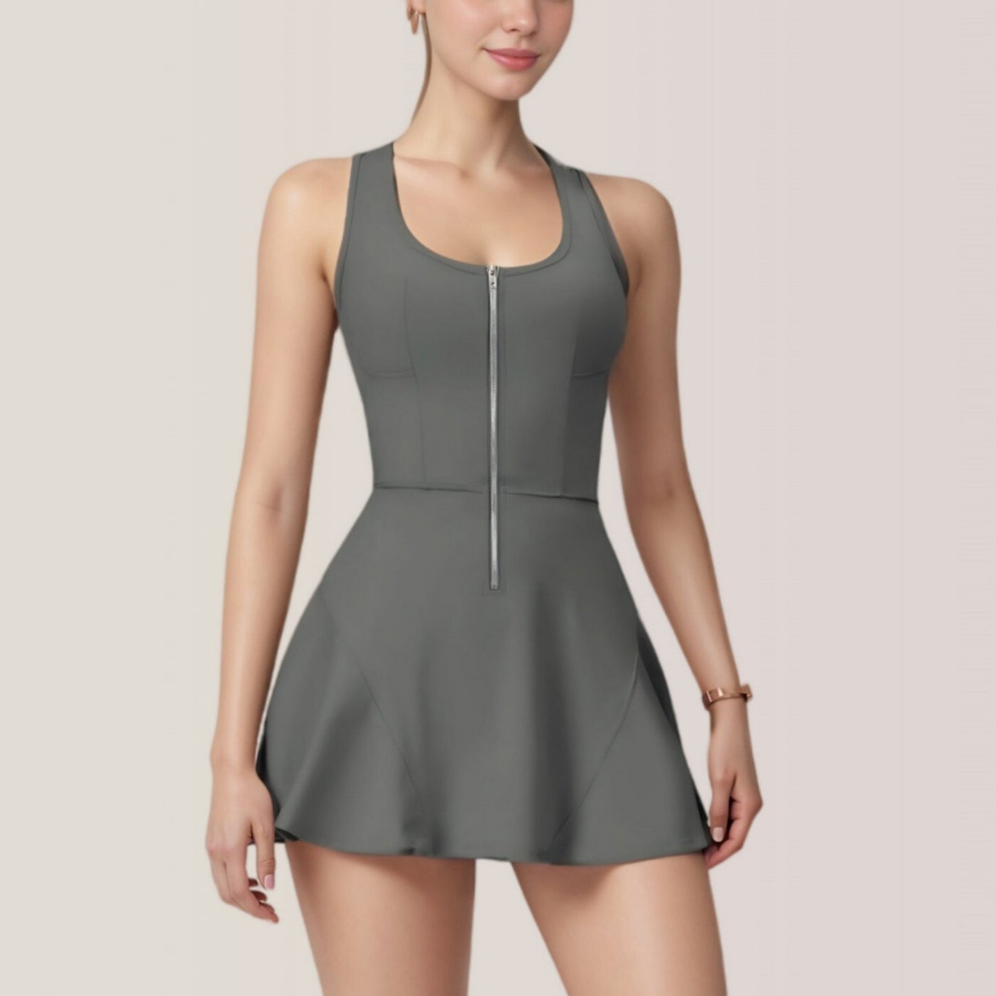 Anna-Kaci Active Women's Activewear Romper with Skirt Overlay and Built-In Shorts Design