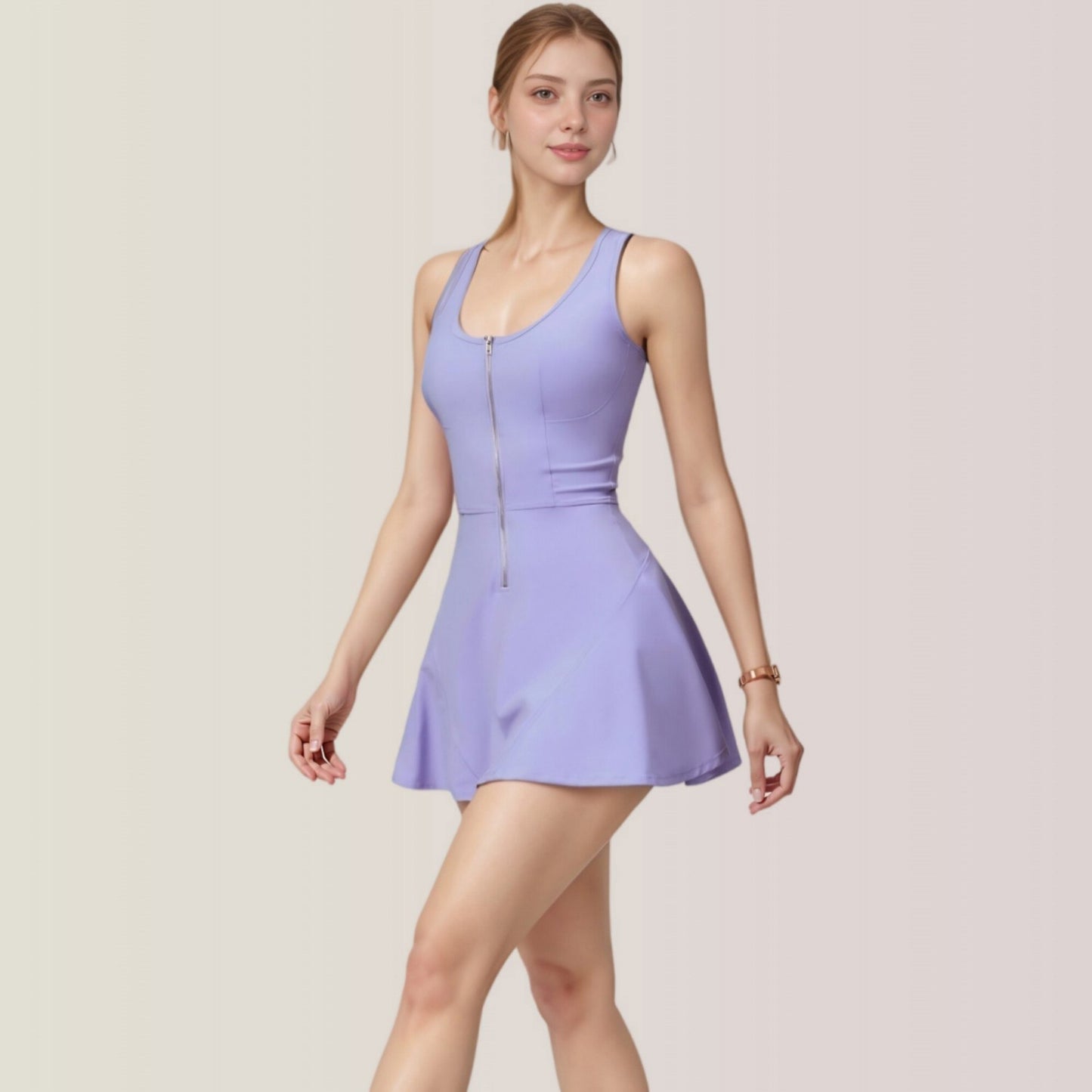 Anna-Kaci Active Women's Activewear Romper with Skirt Overlay and Built-In Shorts Design