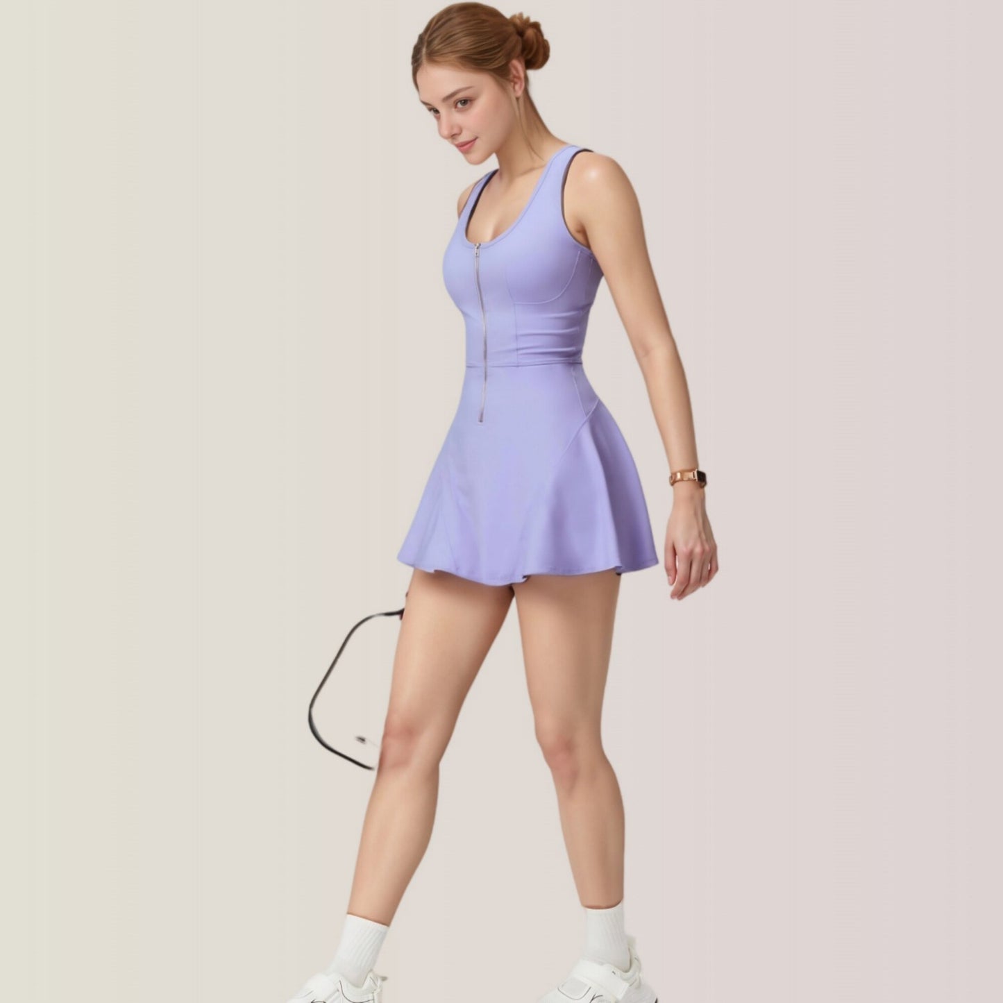Anna-Kaci Active Women's Activewear Romper with Skirt Overlay and Built-In Shorts Design