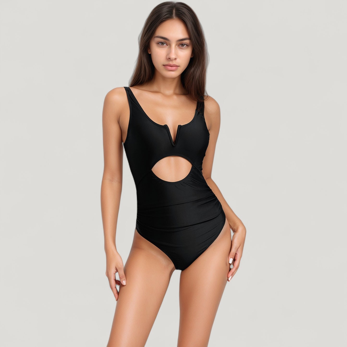 Anna-Kaci Swim Women's One-Piece Swimsuit with V-Wire Neckline and Front Cut-Out Waist Detail