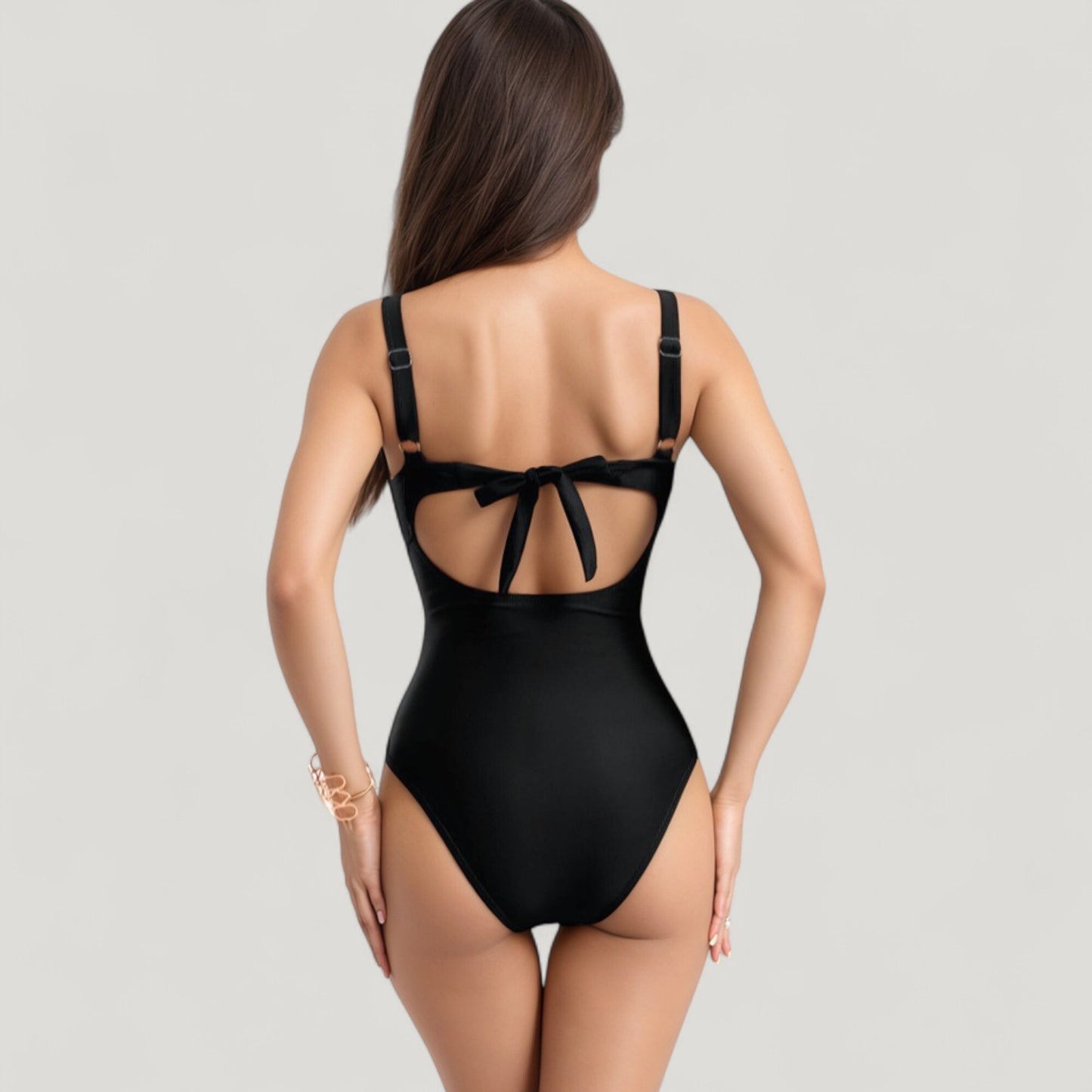 Anna-Kaci Swim Women's One-Piece Swimsuit with V-Wire Neckline and Front Cut-Out Waist Detail