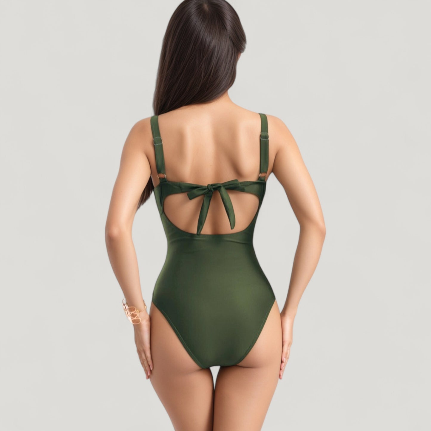 Anna-Kaci Swim Women's One-Piece Swimsuit with V-Wire Neckline and Front Cut-Out Waist Detail