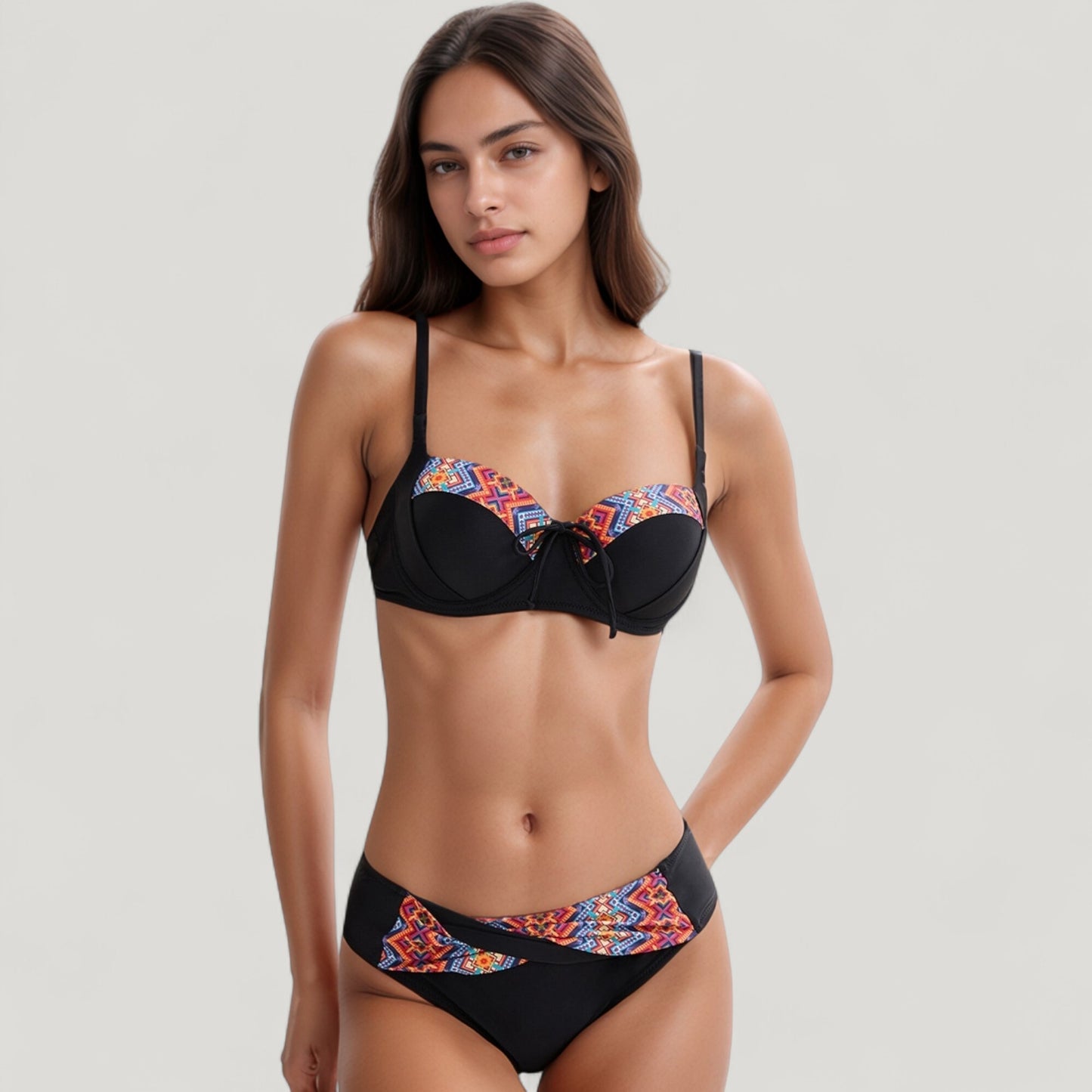 Anna-Kaci Swim Women's Padded Underwire Bikini Set Adjustable Strap Sweetheart Neckline Top and Crossover Waist Bottom