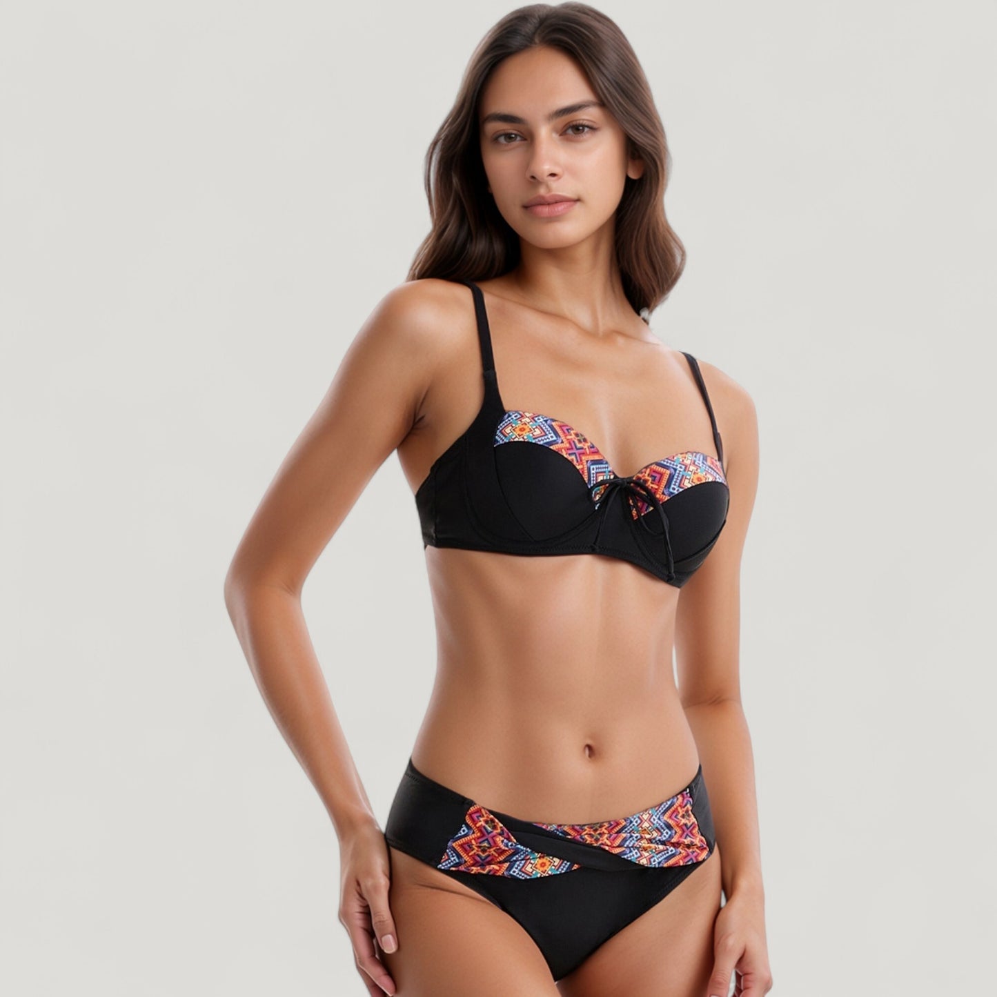 Anna-Kaci Swim Women's Padded Underwire Bikini Set Adjustable Strap Sweetheart Neckline Top and Crossover Waist Bottom