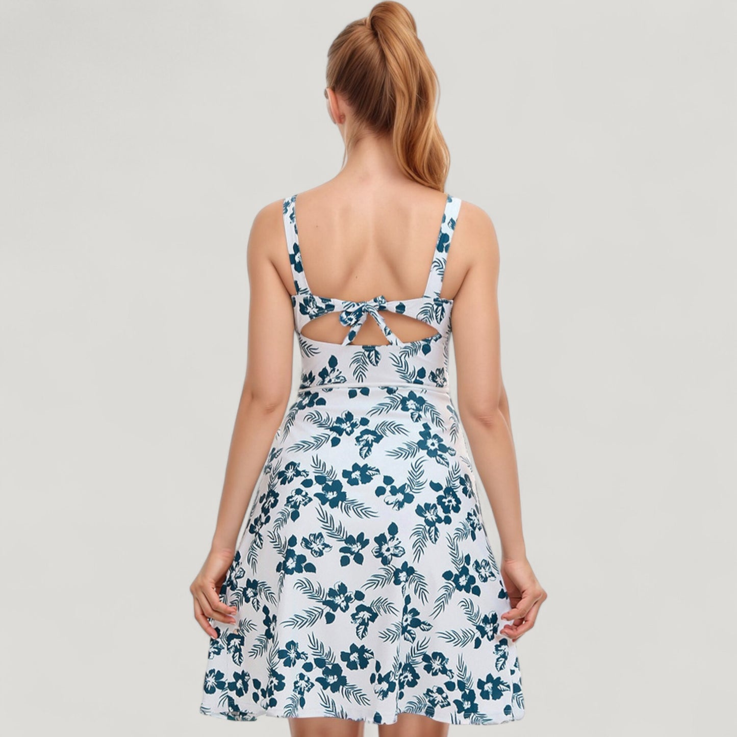 Anna-Kaci Swim Women's Three Piece Floral Swimsuit Set with Sleeveless Dress Overlay and Matching Bikini