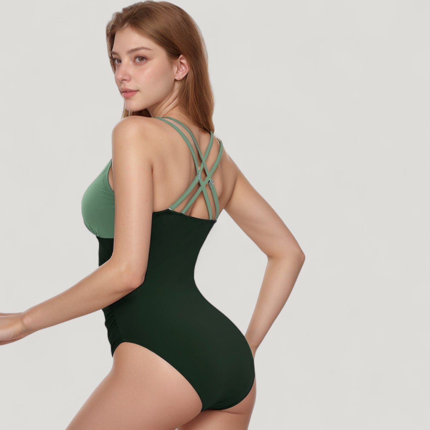 Anna-Kaci Swim Women's One Piece Swimsuit with Ruffled V-Neckline and Adjustable Double Spaghetti Straps