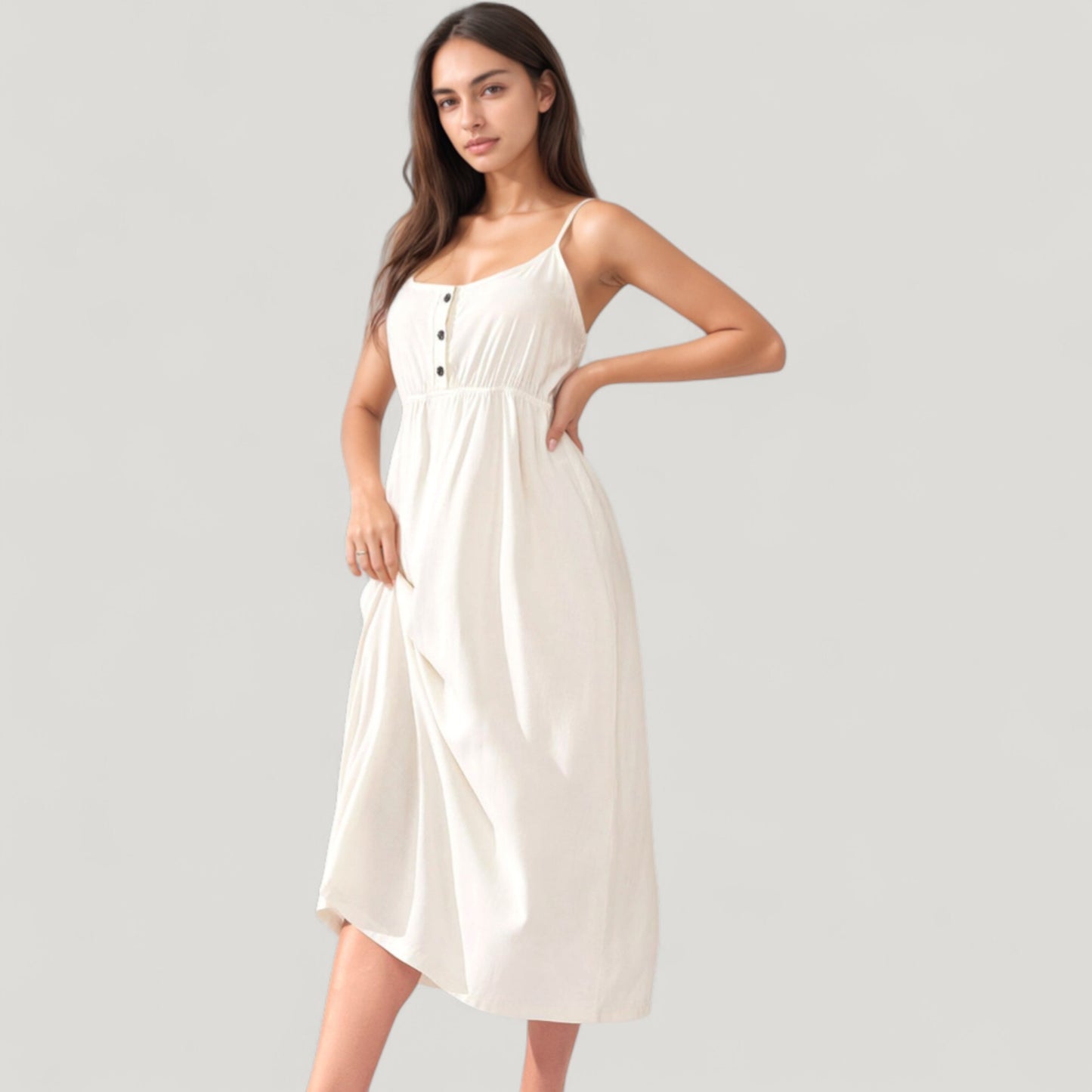 Anna-Kaci Lounge Women's Two-Piece Lounge Nightdress Set with Scoop Neck Button Front and Longline Open Robe