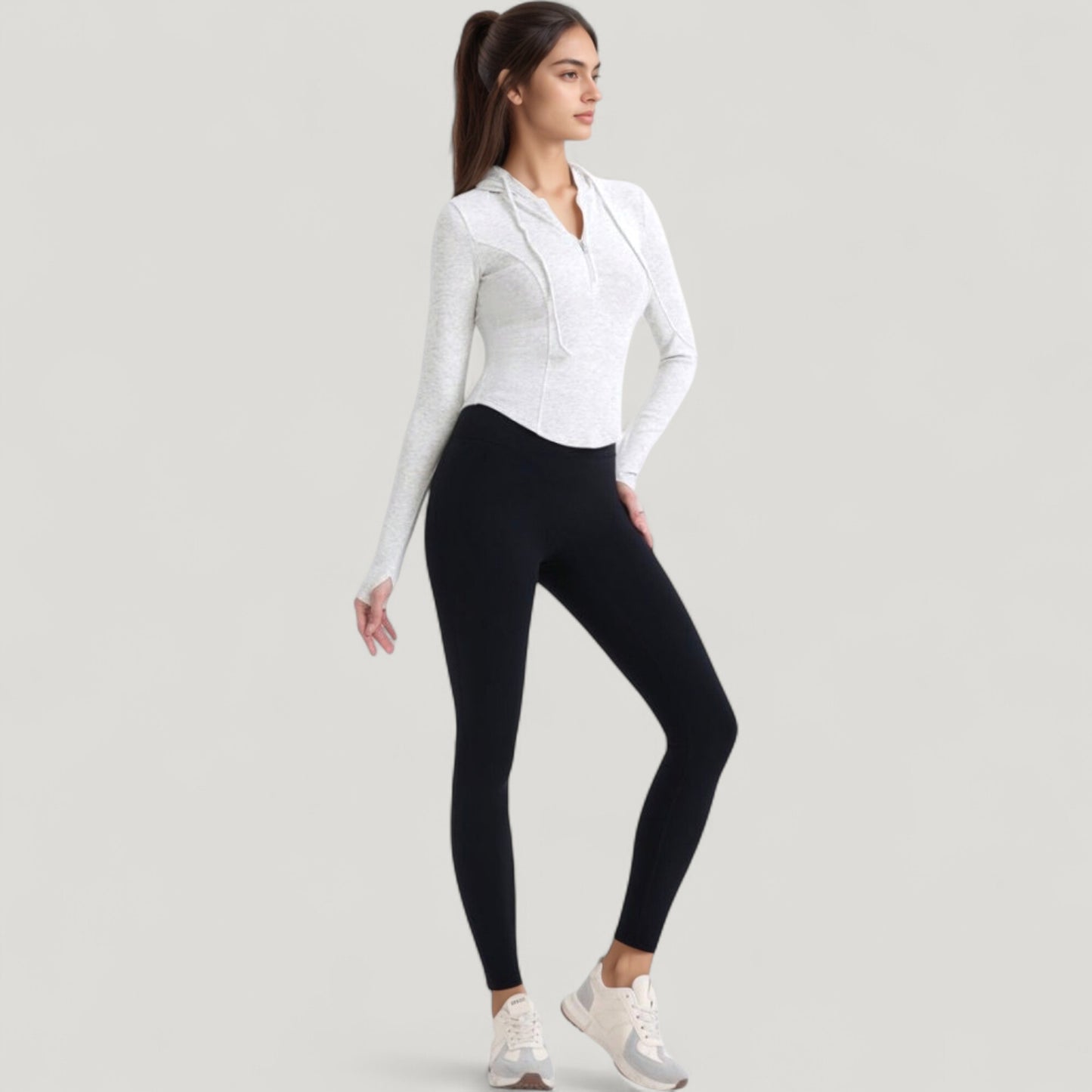 Anna-Kaci Active Women's Long Sleeve Pullover Hoodie Top with Half Zip Front and Thumbhole Cuffs