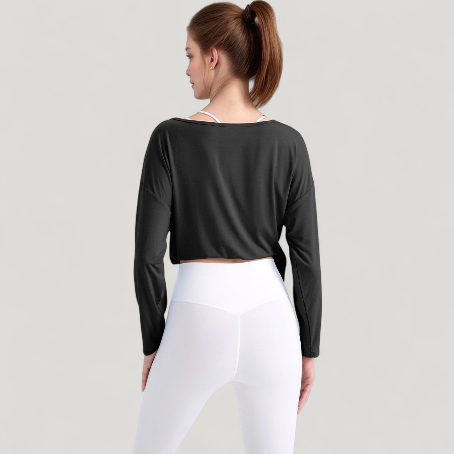 Anna-Kaci Active Women's Long Sleeve Pullover Top with Cutout Scoop Neck and Side Slit Hem