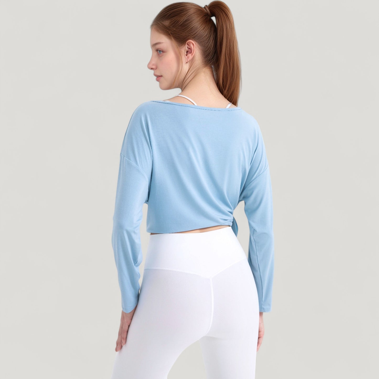 Anna-Kaci Active Women's Long Sleeve Pullover Top with Cutout Scoop Neck and Side Slit Hem