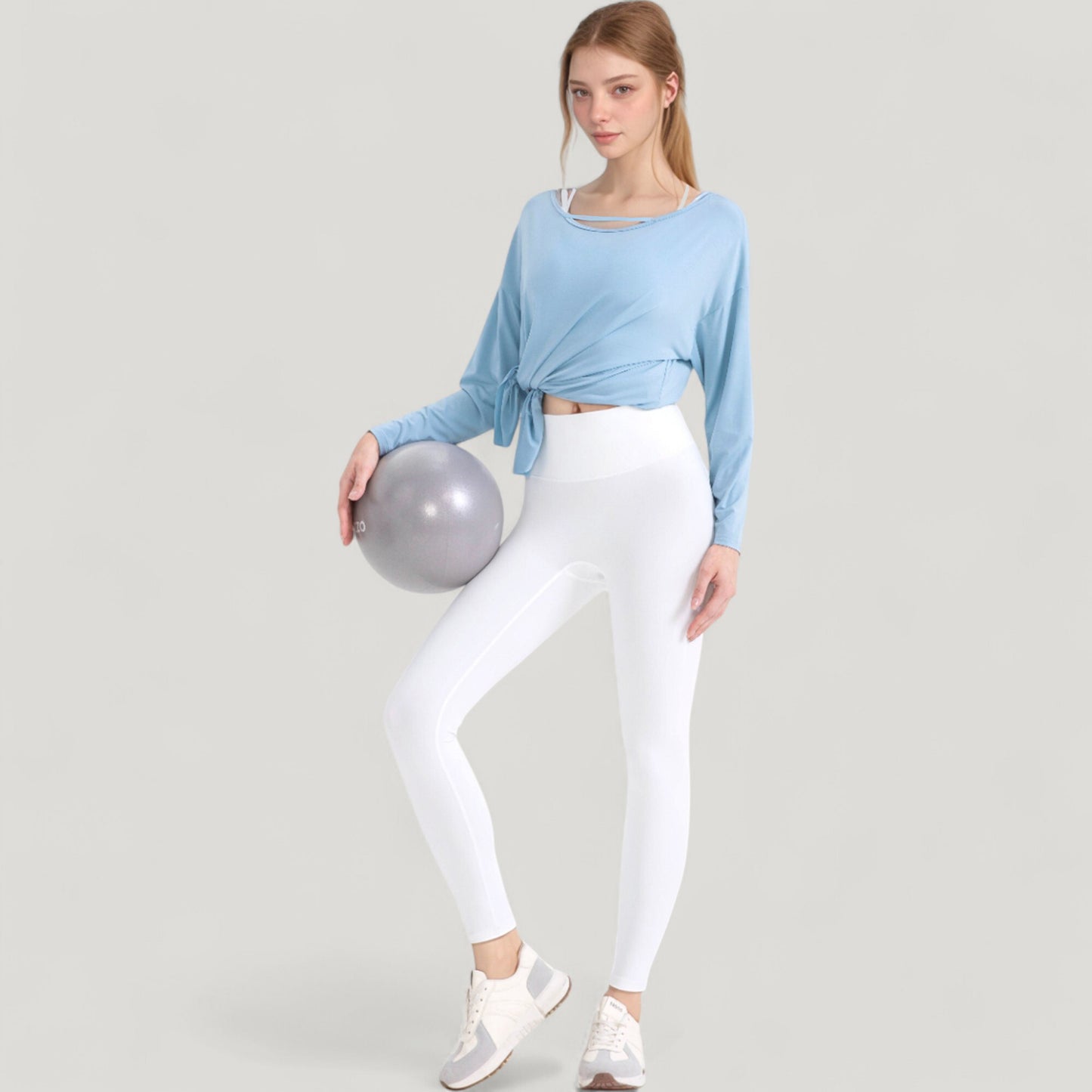Anna-Kaci Active Women's Long Sleeve Pullover Top with Cutout Scoop Neck and Side Slit Hem