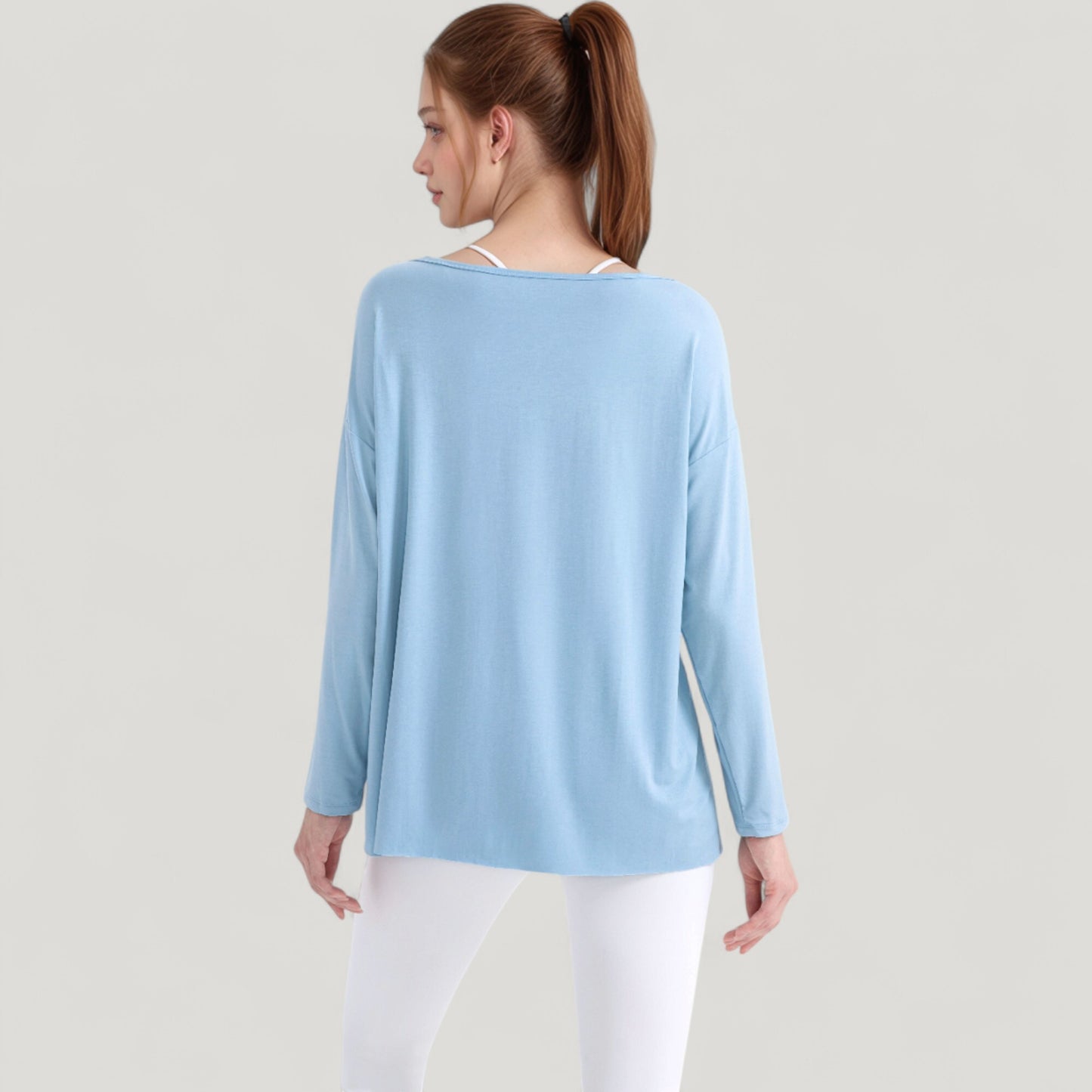 Anna-Kaci Active Women's Long Sleeve Pullover Top with Cutout Scoop Neck and Side Slit Hem