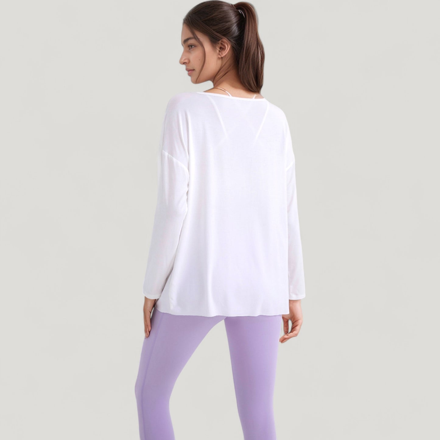 Anna-Kaci Active Women's Long Sleeve Pullover Top with Cutout Scoop Neck and Side Slit Hem