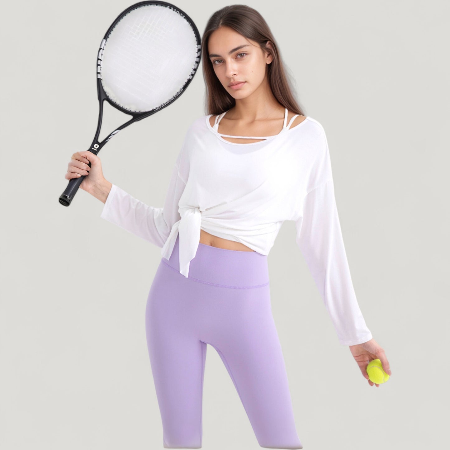 Anna-Kaci Active Women's Long Sleeve Pullover Top with Cutout Scoop Neck and Side Slit Hem