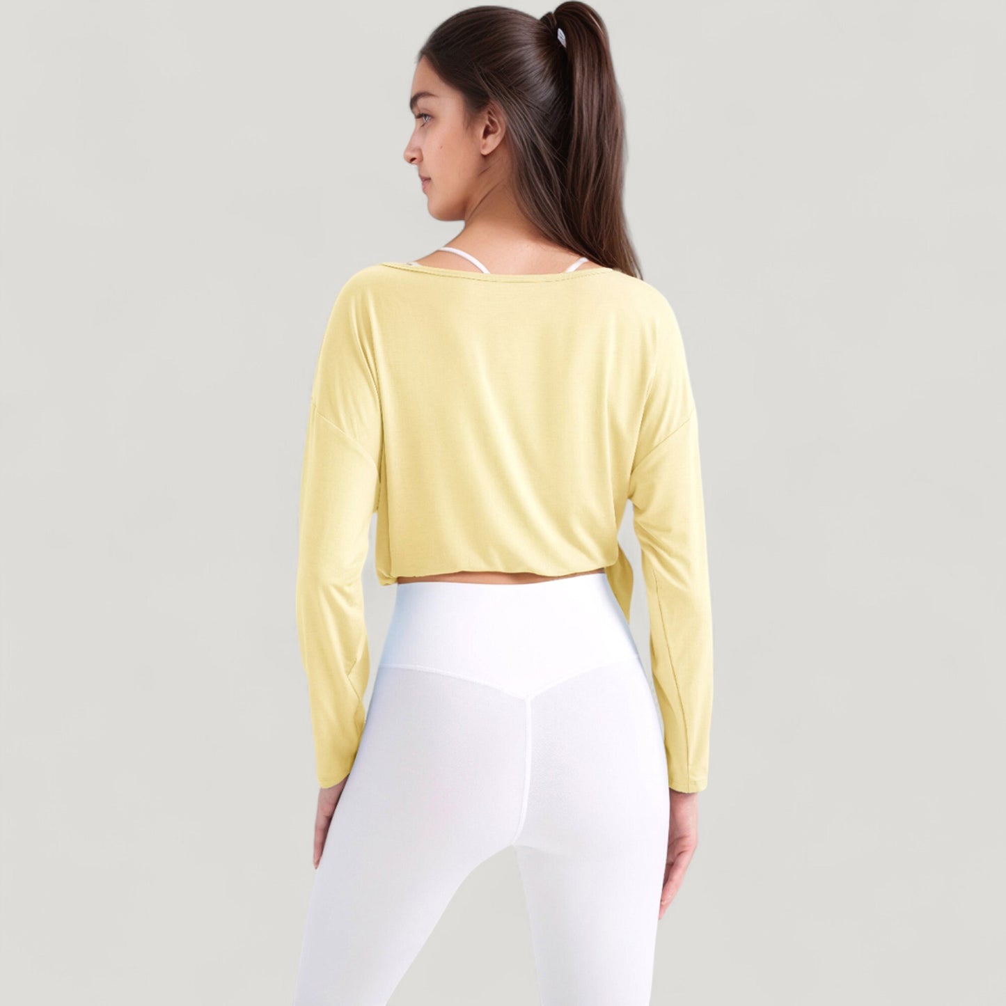 Anna-Kaci Active Women's Long Sleeve Pullover Top with Cutout Scoop Neck and Side Slit Hem
