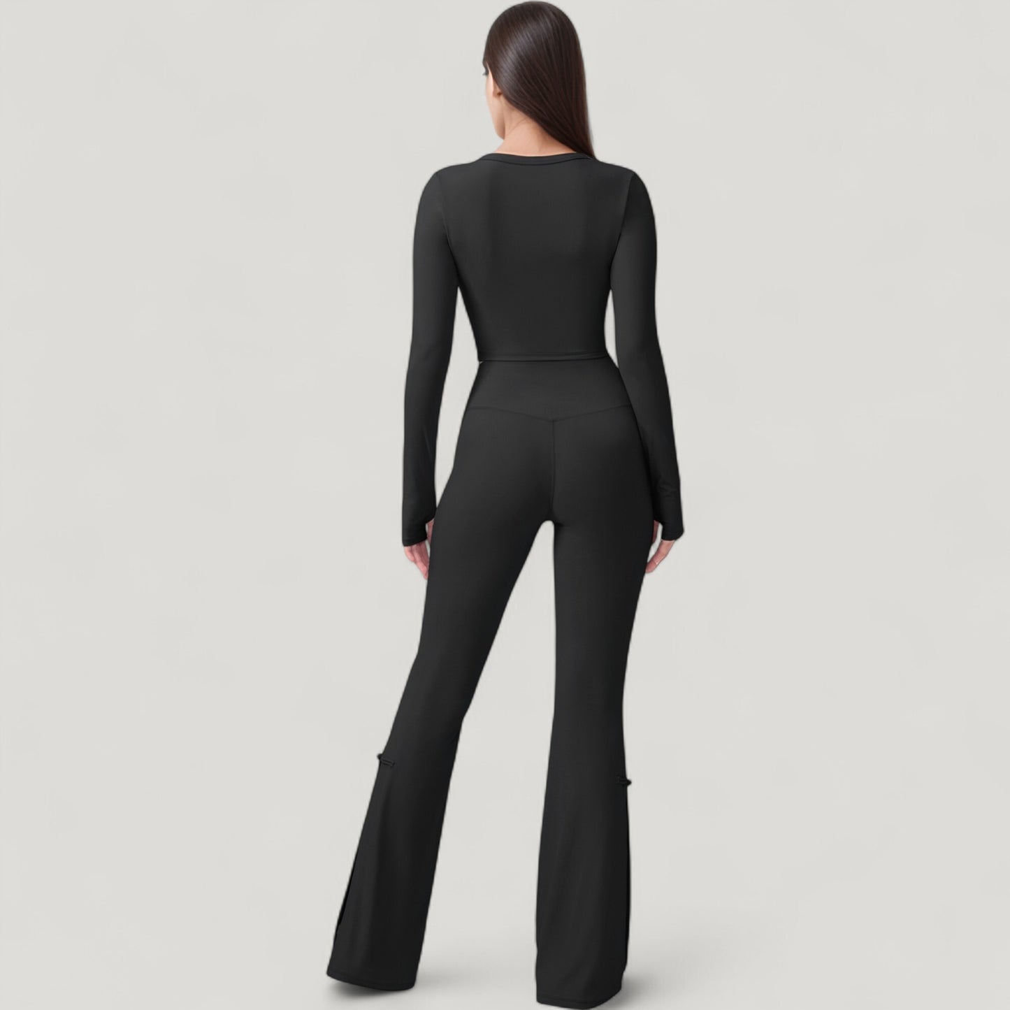 Anna-Kaci Active Women's Long Sleeve Cropped Button Front Top with Fitted Stretch Design