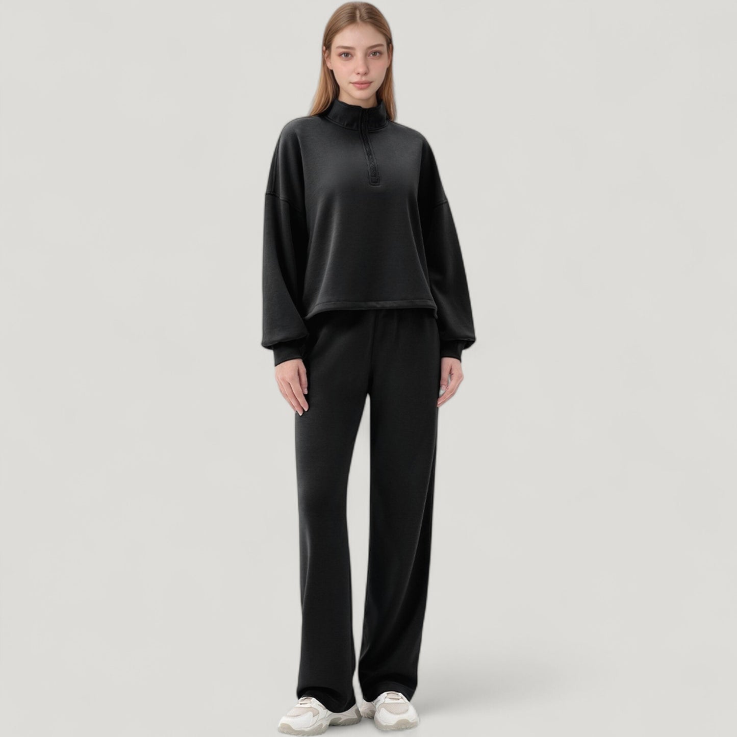 Anna-Kaci Active Women's Long Sleeve Half Zip Pullover Top with High Collar and Relaxed Fit