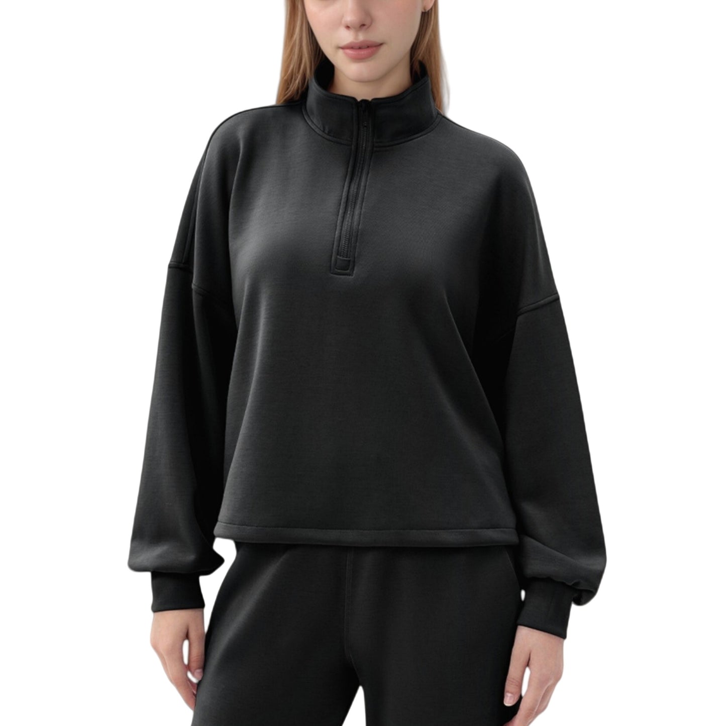 Anna-Kaci Active Women's Long Sleeve Half Zip Pullover Top with High Collar and Relaxed Fit