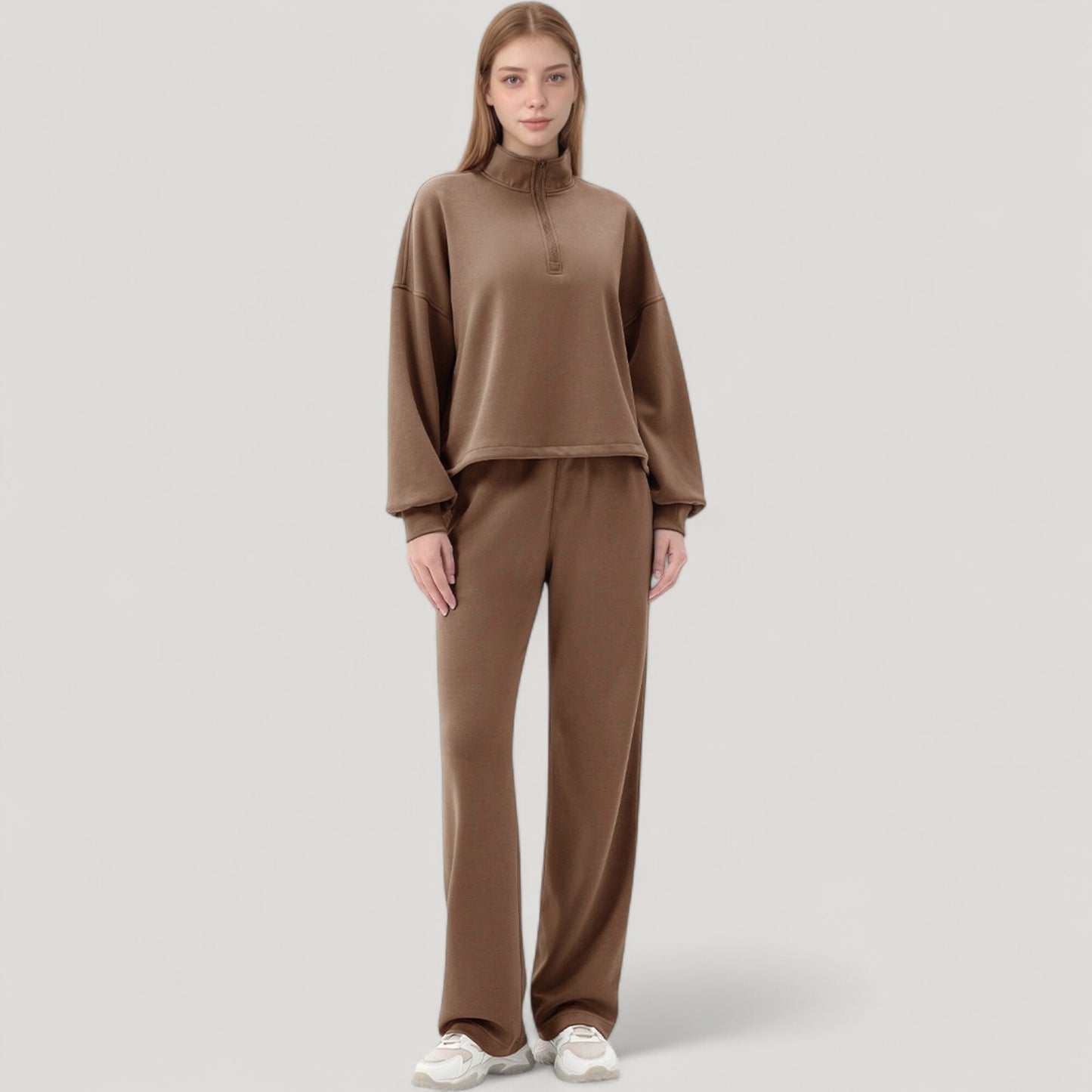 Anna-Kaci Active Women's Long Sleeve Half Zip Pullover Top with High Collar and Relaxed Fit
