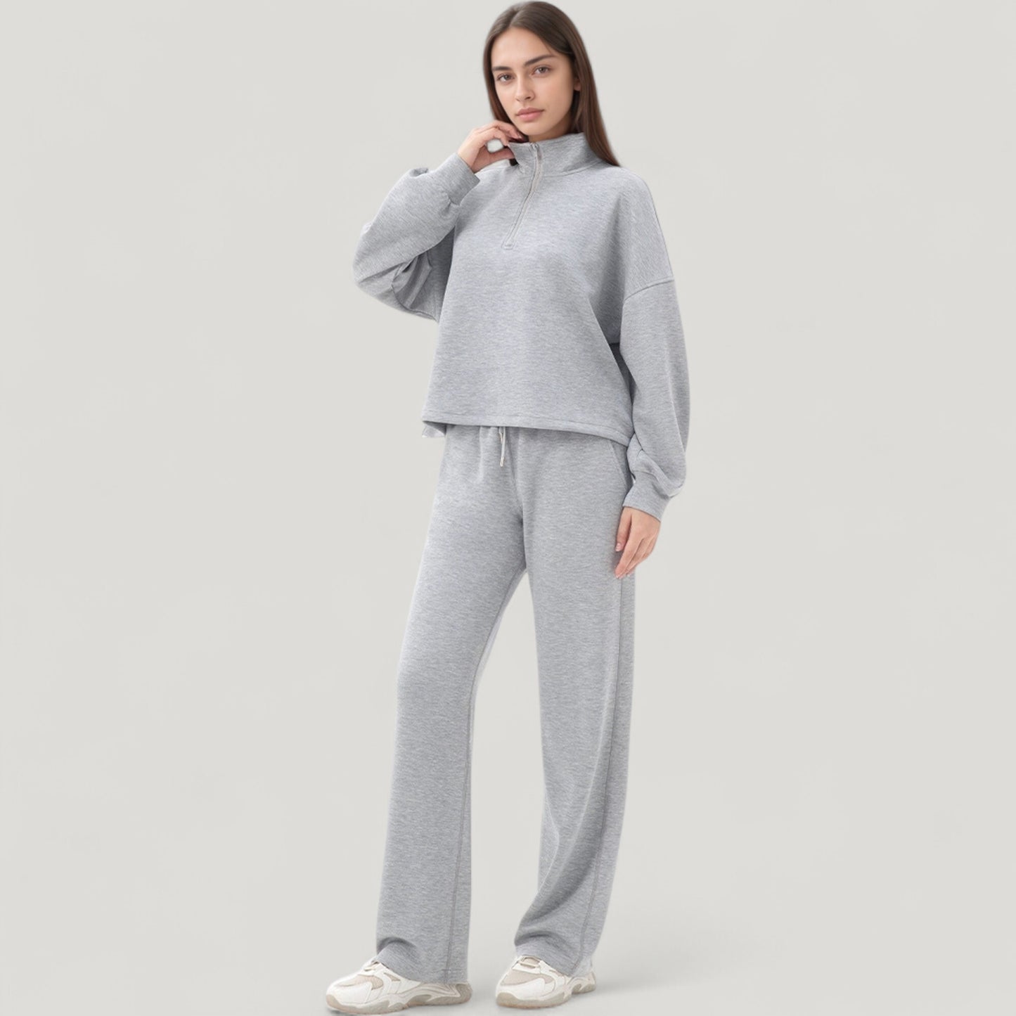 Anna-Kaci Active Women's Long Sleeve Half Zip Pullover Top with High Collar and Relaxed Fit