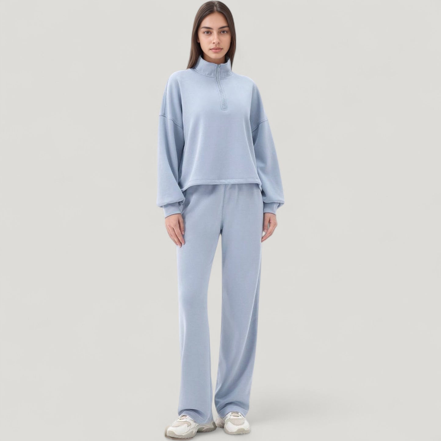 Anna-Kaci Active Women's Long Sleeve Half Zip Pullover Top with High Collar and Relaxed Fit