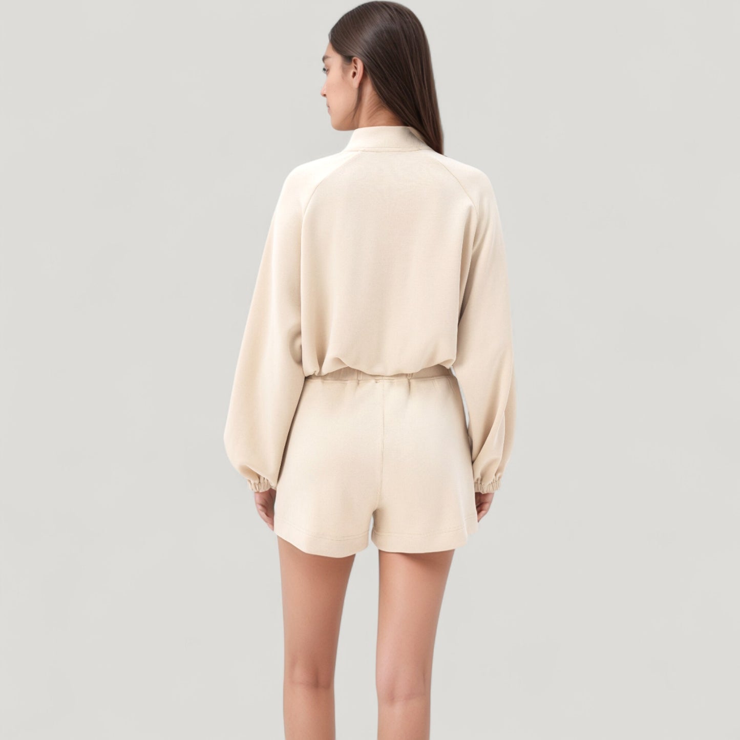 Anna-Kaci Active Women's Long Sleeve Woven Lounge Top with Half Zip Front, Elastic Hem, and Relaxed Draped Fit