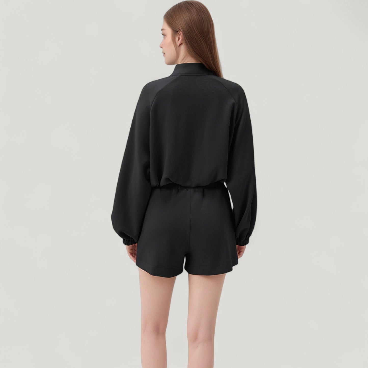 Anna-Kaci Active Women's Long Sleeve Woven Lounge Top with Half Zip Front, Elastic Hem, and Relaxed Draped Fit