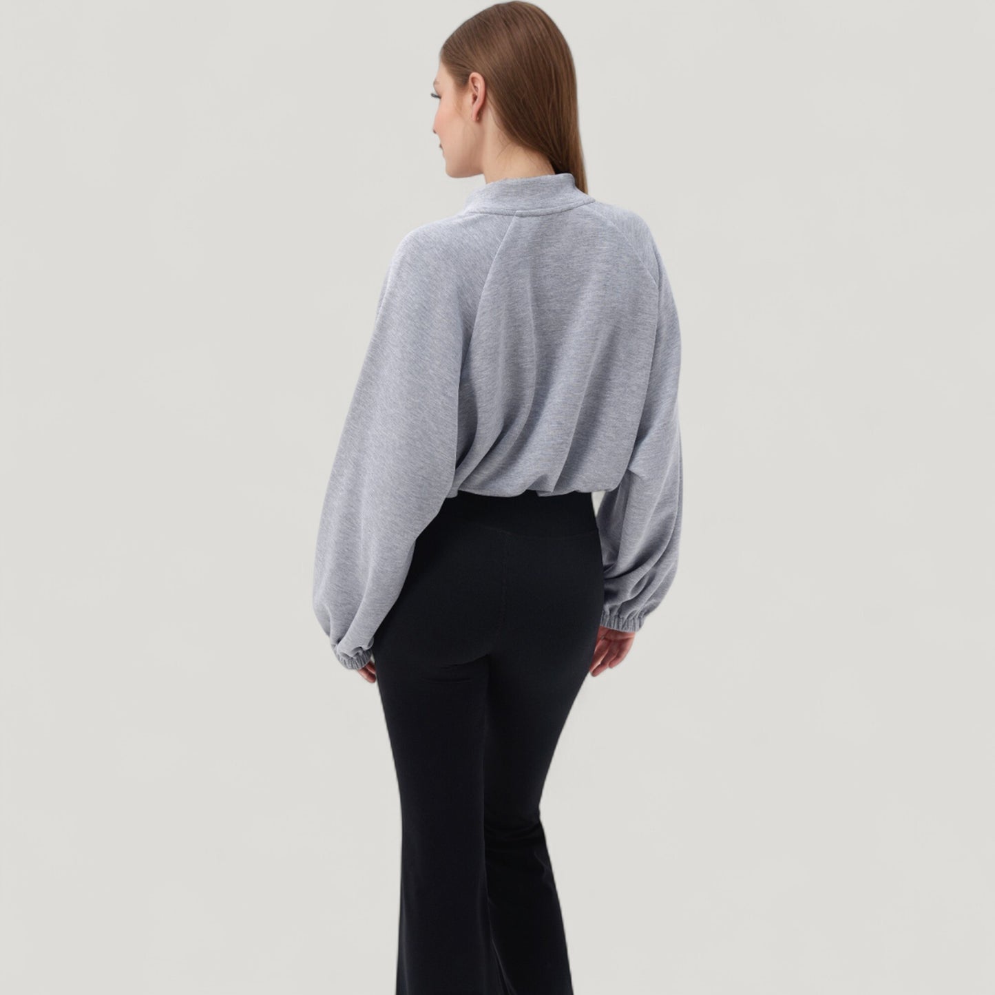 Anna-Kaci Active Women's Long Sleeve Woven Lounge Top with Half Zip Front, Elastic Hem, and Relaxed Draped Fit