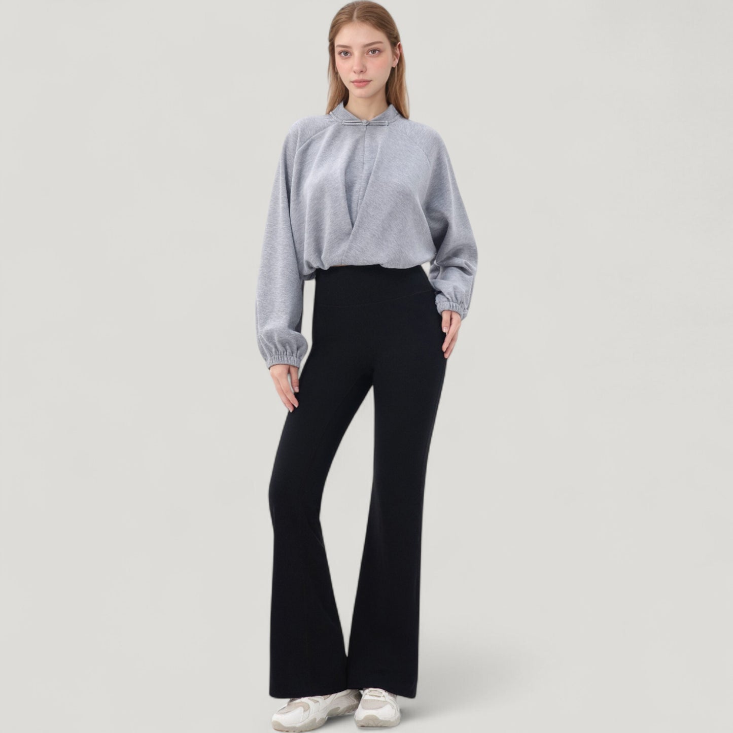 Anna-Kaci Active Women's Long Sleeve Woven Lounge Top with Half Zip Front, Elastic Hem, and Relaxed Draped Fit