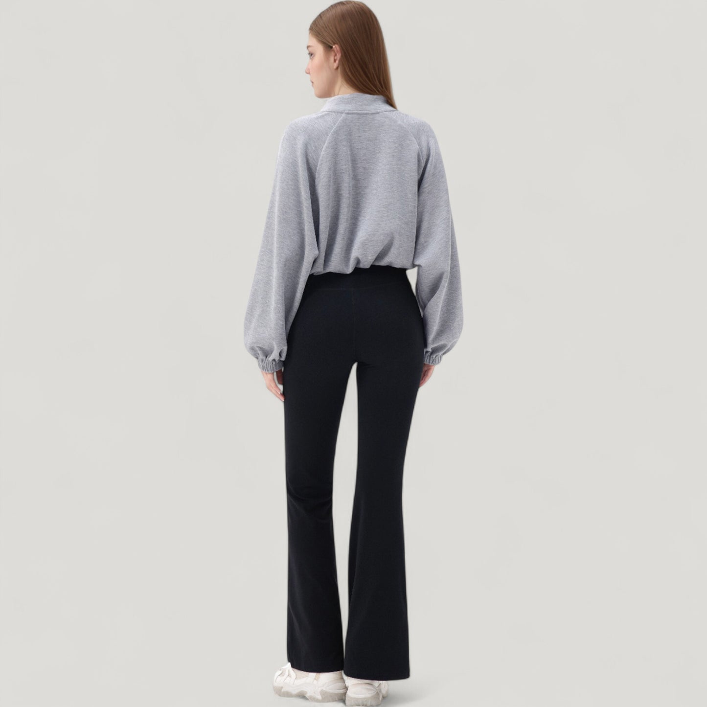 Anna-Kaci Active Women's Long Sleeve Woven Lounge Top with Half Zip Front, Elastic Hem, and Relaxed Draped Fit