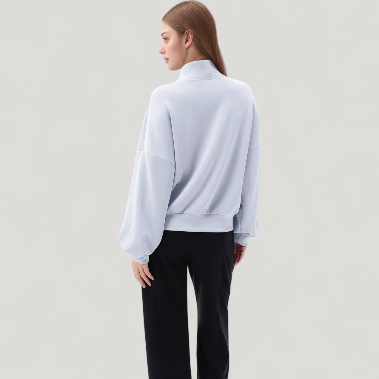 Anna-Kaci Active Women's Long Sleeve Woven Half Zip Pullover Top with Stand Collar and Elastic Cuffs