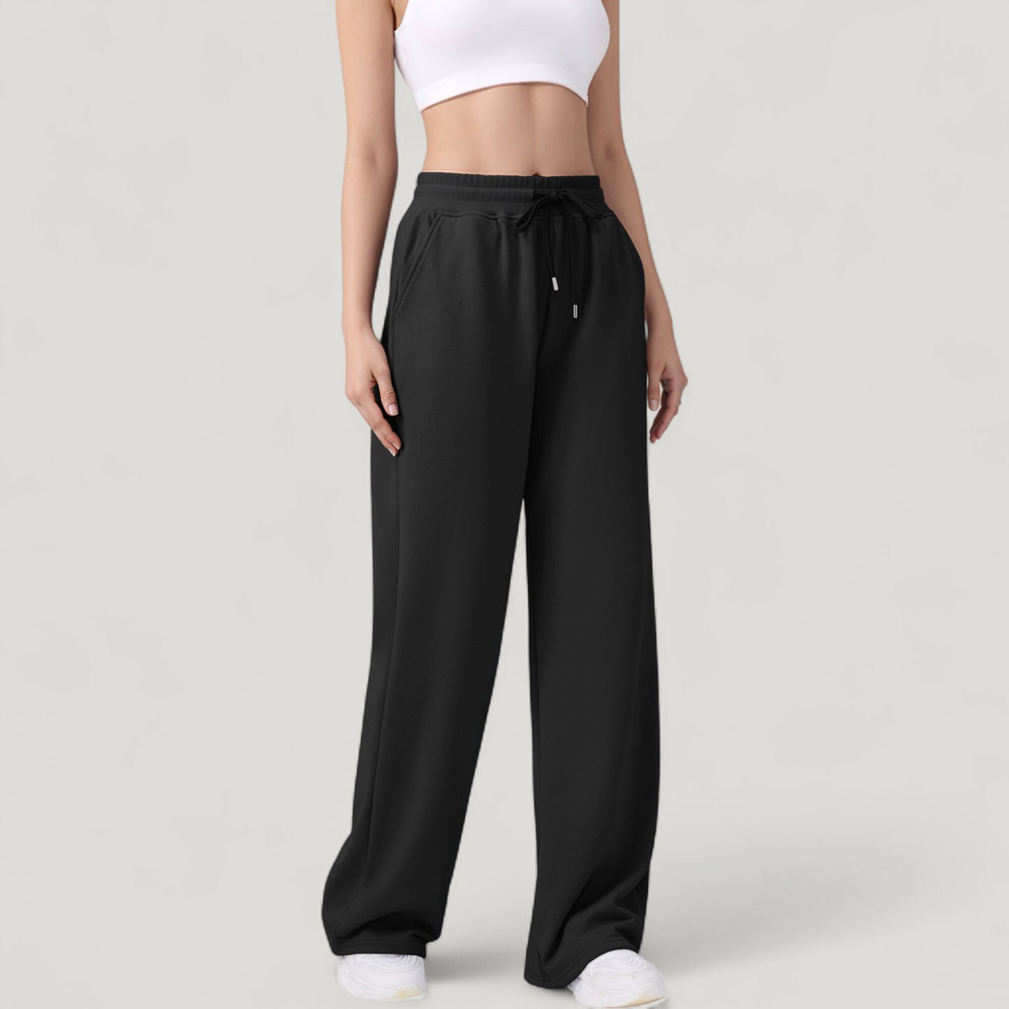 Anna-Kaci Active Women's Wide Leg Lounge Pants with Elastic Waistband and Adjustable Drawstring Closure