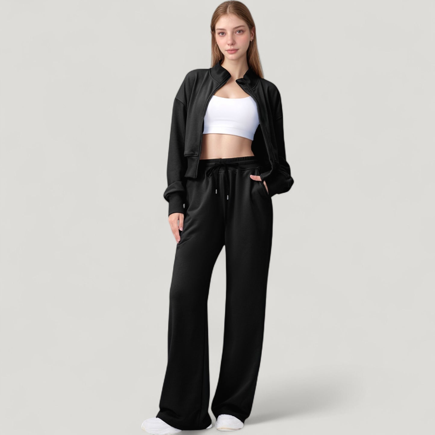 Anna-Kaci Active Women's Wide Leg Lounge Pants with Elastic Waistband and Adjustable Drawstring Closure