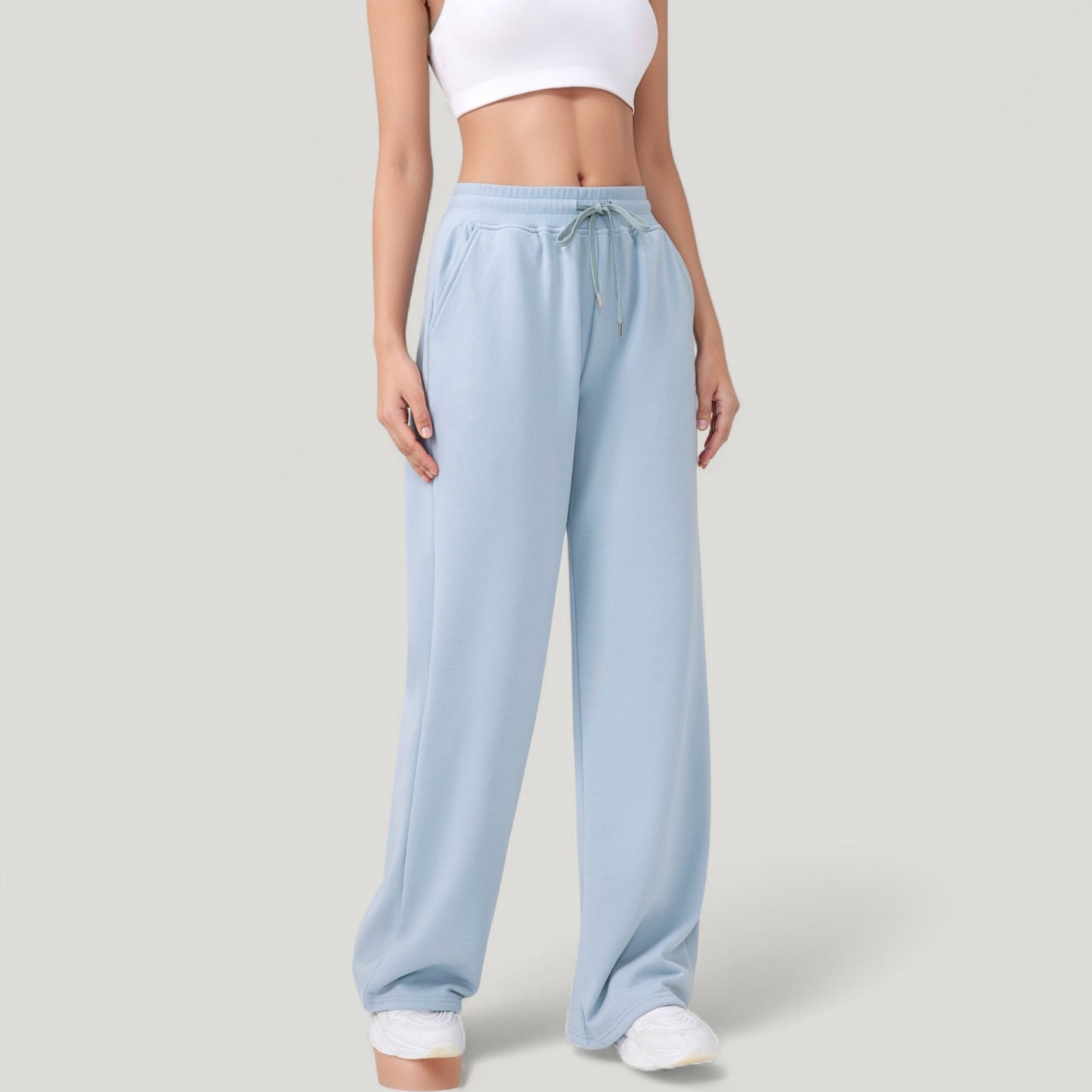 Anna-Kaci Active Women's Wide Leg Lounge Pants with Elastic Waistband and Adjustable Drawstring Closure