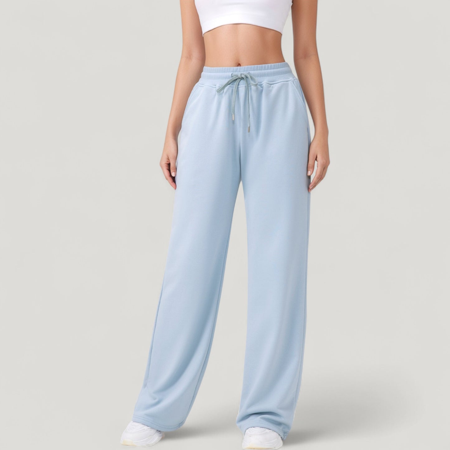 Anna-Kaci Active Women's Wide Leg Lounge Pants with Elastic Waistband and Adjustable Drawstring Closure