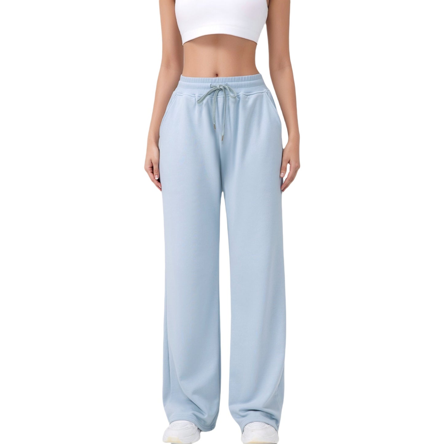 Anna-Kaci Active Women's Wide Leg Lounge Pants with Elastic Waistband and Adjustable Drawstring Closure