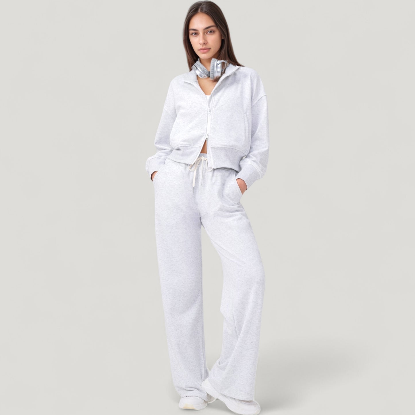 Anna-Kaci Active Women's Wide Leg Lounge Pants with Elastic Waistband and Adjustable Drawstring Closure