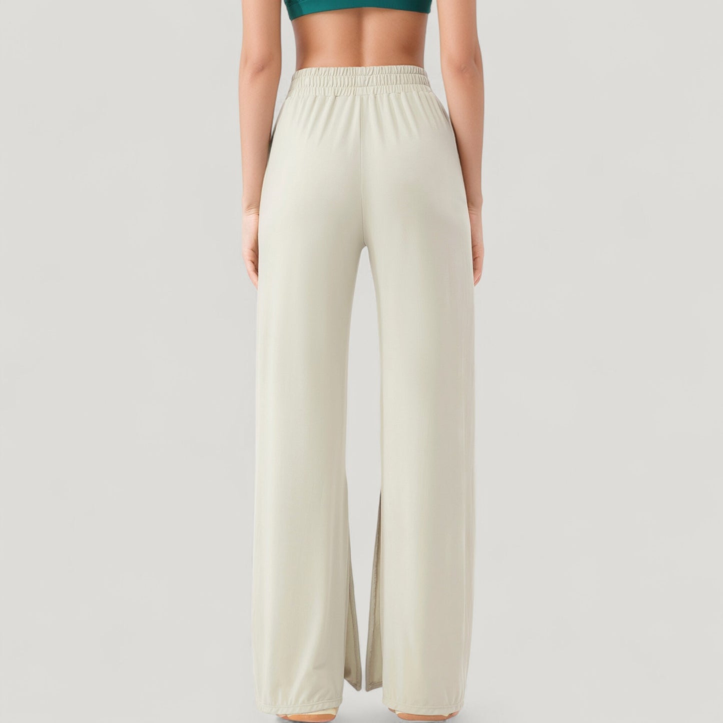 Anna-Kaci Active Women's Wide Leg Lounge Pants with Elastic Waistband and Side Slit Hem Detail