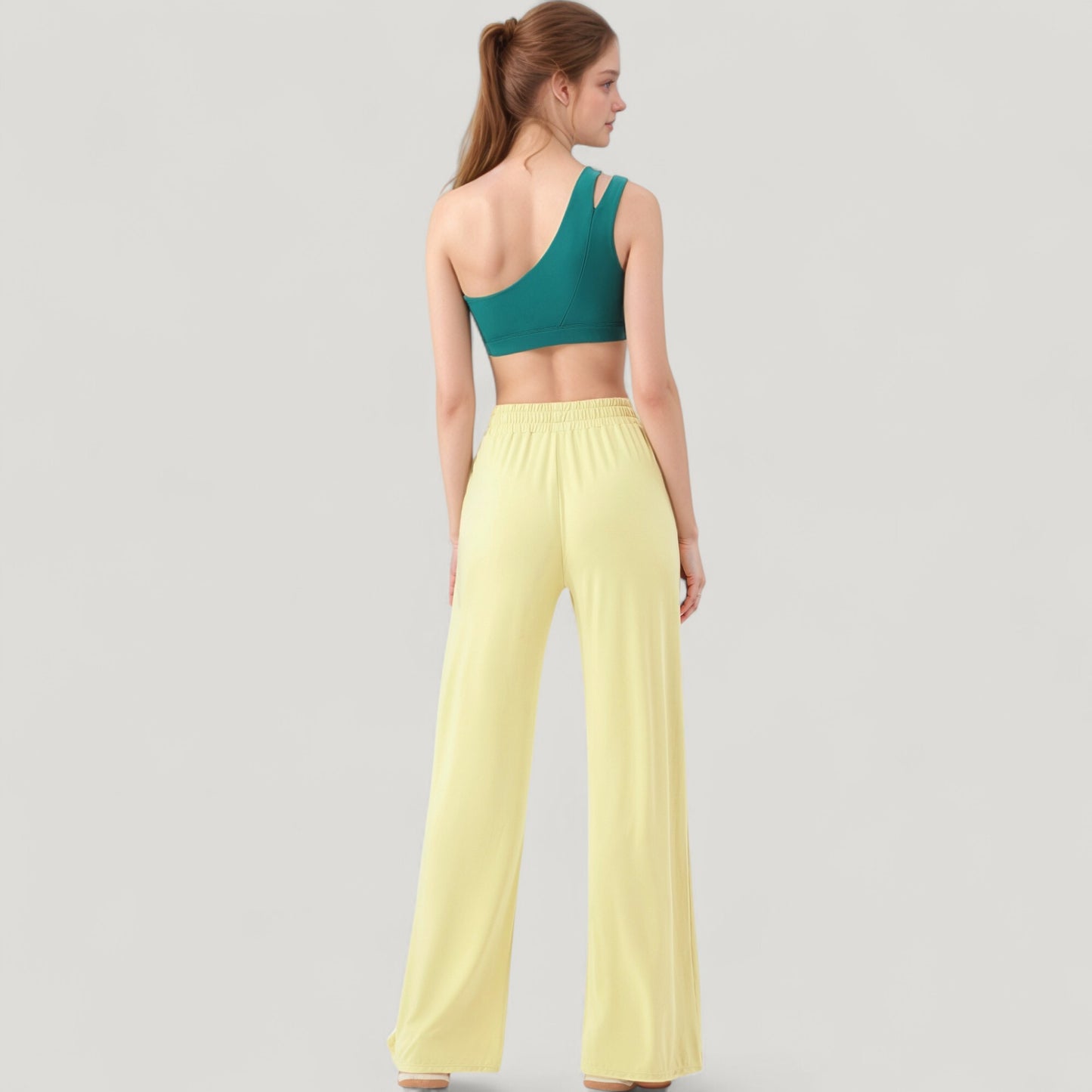 Anna-Kaci Active Women's Wide Leg Lounge Pants with Elastic Waistband and Side Slit Hem Detail