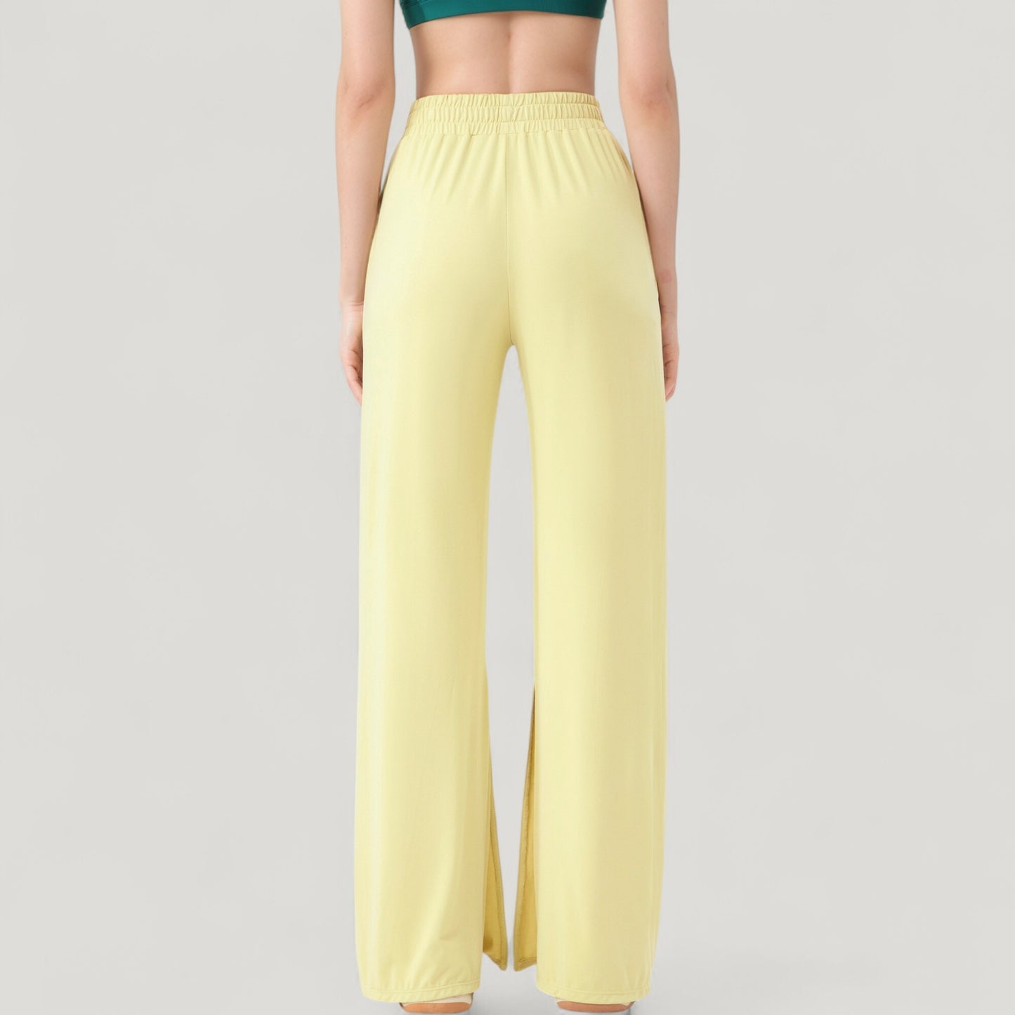 Anna-Kaci Active Women's Wide Leg Lounge Pants with Elastic Waistband and Side Slit Hem Detail