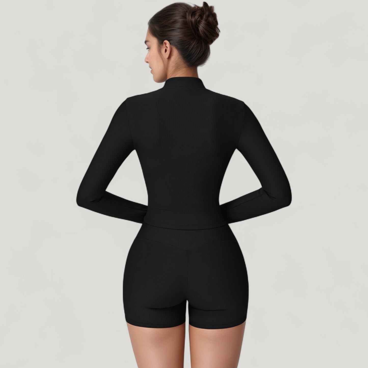 Anna-Kaci Active Women's Long Sleeve Ribbed Zip-Up Athletic Jacket with High Neckline