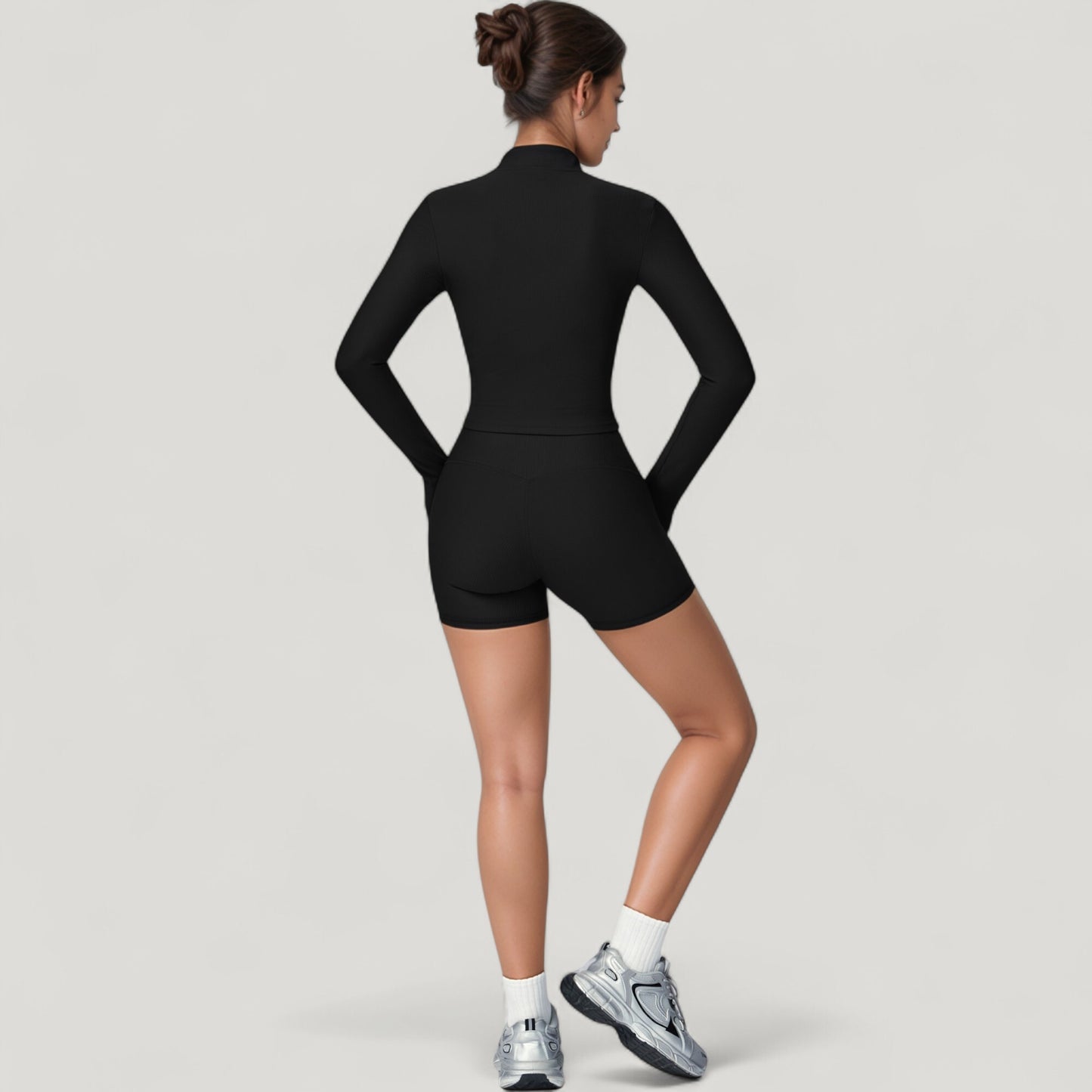 Anna-Kaci Active Women's Long Sleeve Ribbed Zip-Up Athletic Jacket with High Neckline