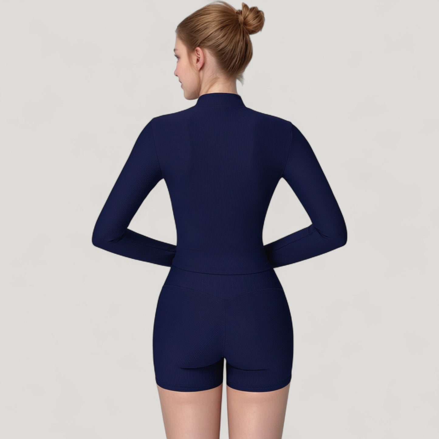 Anna-Kaci Active Women's Long Sleeve Ribbed Zip-Up Athletic Jacket with High Neckline