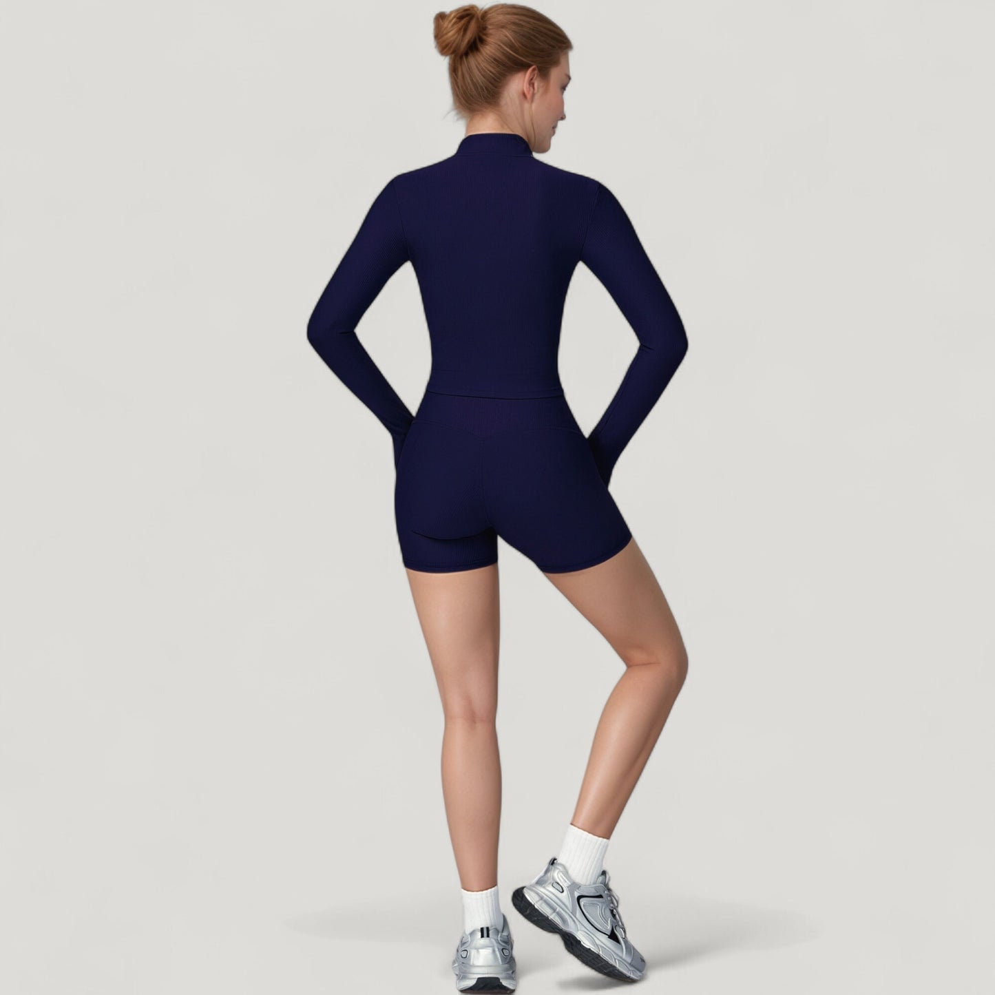 Anna-Kaci Active Women's Long Sleeve Ribbed Zip-Up Athletic Jacket with High Neckline