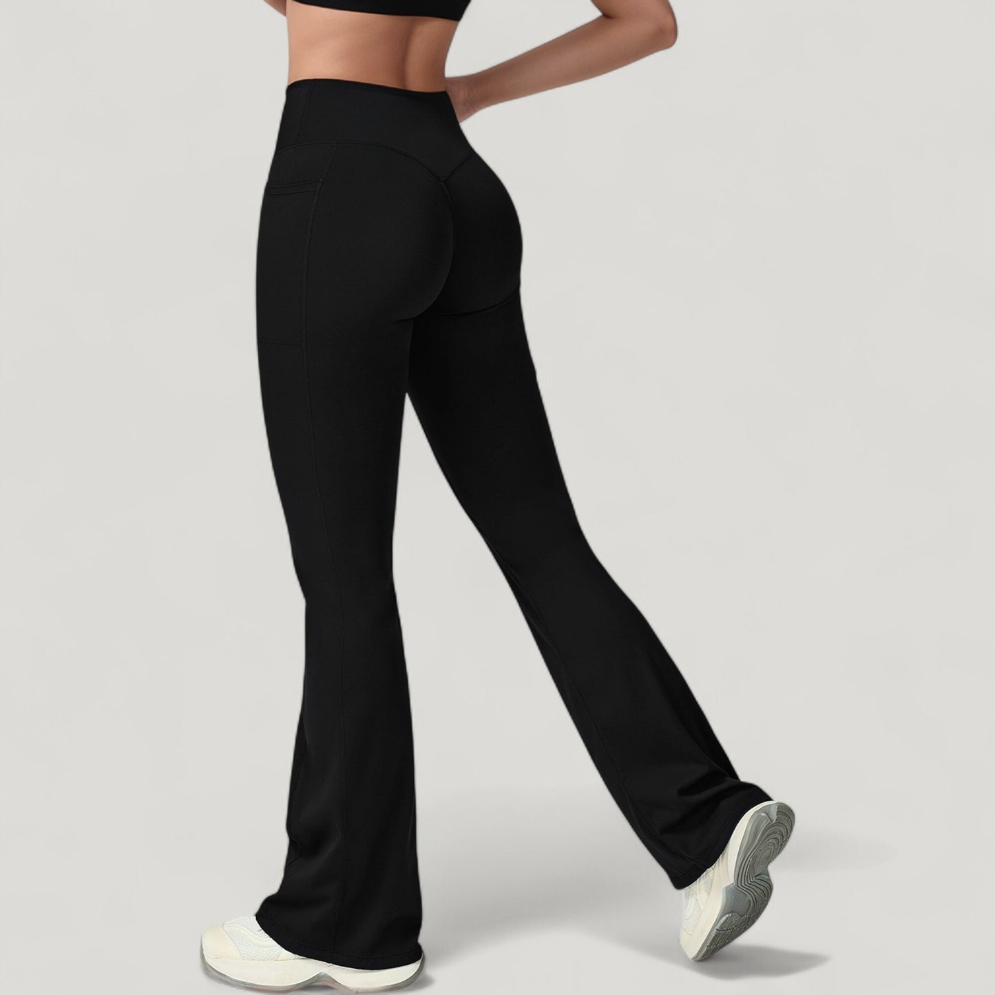 Anna-Kaci Active Women's Crossover Waist Flare Lounge Pants in Soft Woven Fabric with Relaxed Fit and Streamlined Silhouette