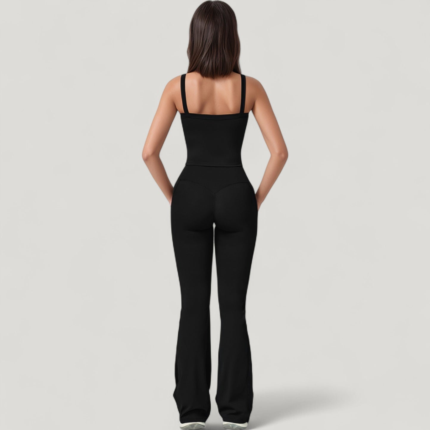 Anna-Kaci Active Women's Crossover Waist Flare Lounge Pants in Soft Woven Fabric with Relaxed Fit and Streamlined Silhouette