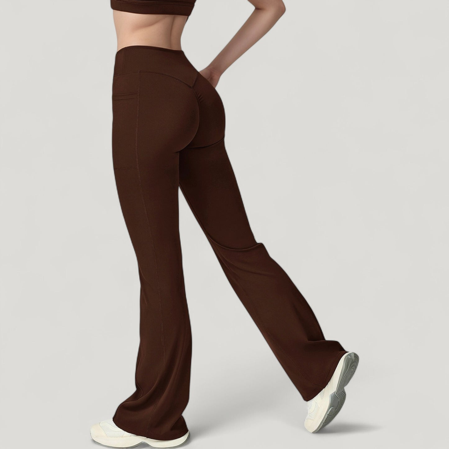 Anna-Kaci Active Women's Crossover Waist Flare Lounge Pants in Soft Woven Fabric with Relaxed Fit and Streamlined Silhouette